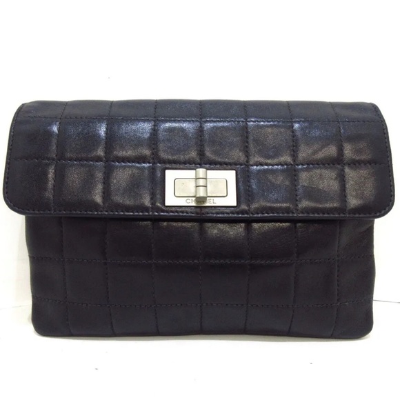 🔥❤️ CHANEL CHOCOLATE BAR 2.55 LAMBSKIN FLAP CLUTCH/WAIST BAG 🔥❤️ - Picture 1 of 16